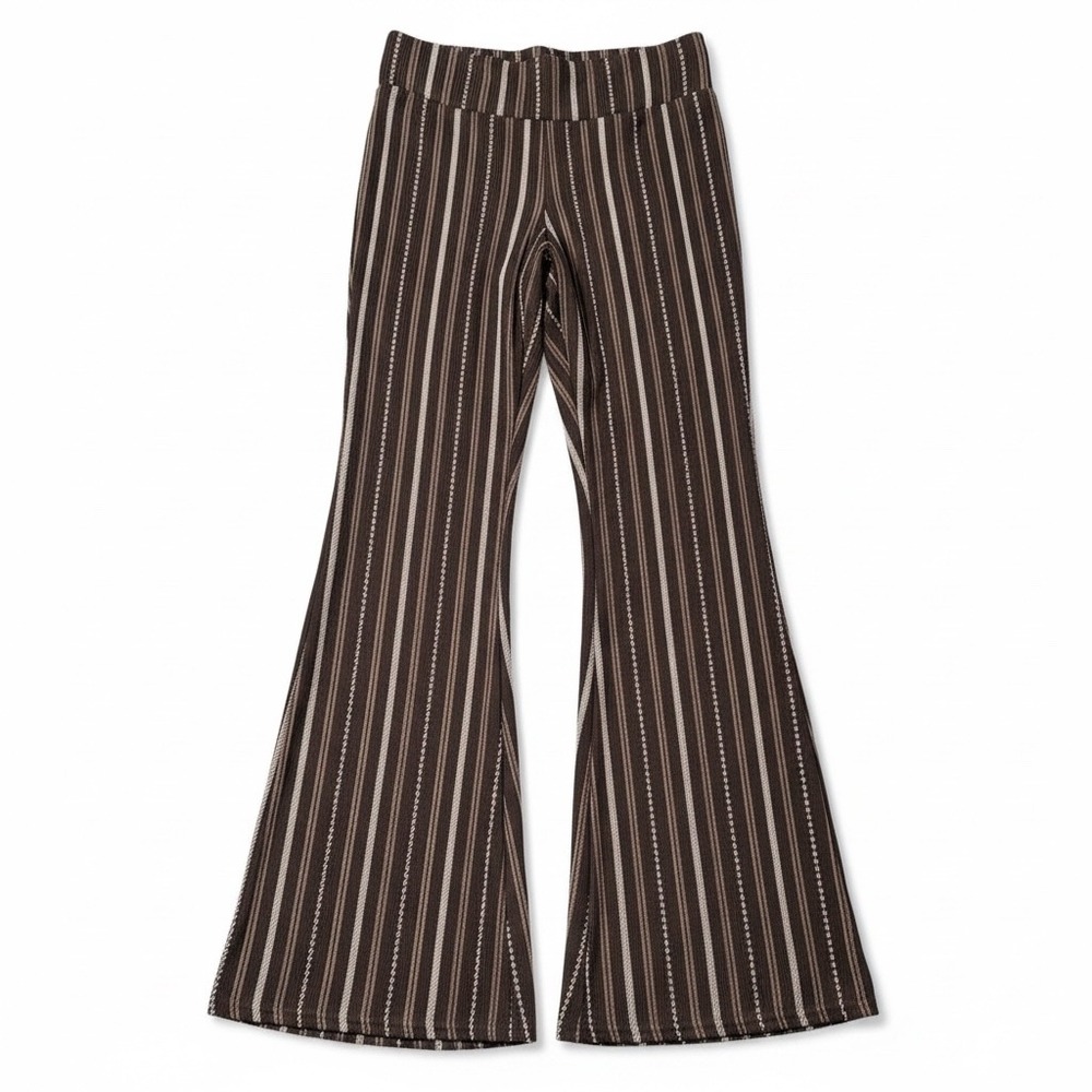 No Boundaries Striped Flare Pants Brown Bell Bottom Small 70s Retro Hippie Y2K